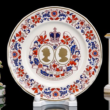 英國製Masons女王紀念2002年繁花盛筵金彩客廳限量陶瓷盤掛盤