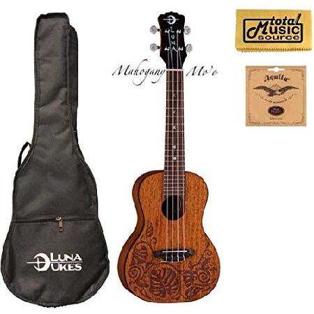 Luna Mahogany Concert Ukulele with Lizard Design, UKE MO MAH, Bag, FREE Aquila