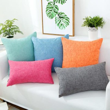 ins加厚亞麻抱枕純色大靠墊簡約沙發辦公室午睡腰靠枕套汽車靠背