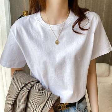🐻‍T恤女230g新疆純棉圓領打底T恤白色短袖t恤上衣夏2026純棉短袖t恤女