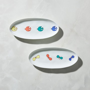 日本晴九谷燒｜橢圓中盤(2件組)