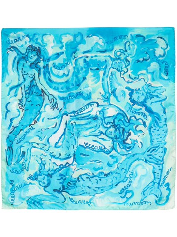 Marni - watercolour-print silk scarf - women - Silk - One Size - Blue
