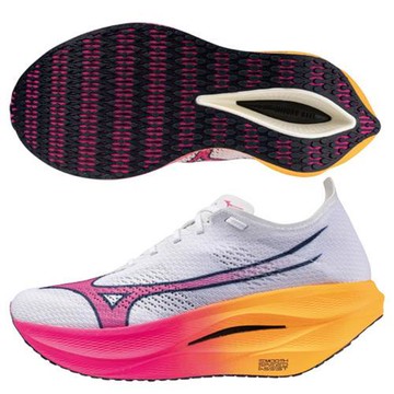 Mizuno 美津濃 慢跑鞋 男鞋 碳纖跑鞋 馬拉松 WAVE REBELLION PRO 3 白桃黃 U1GD253311