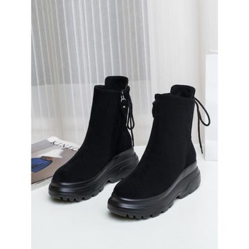 大碼女鞋41秋冬季雪地靴厚底43馬丁靴女軟底平底短靴胖腳寬肥棉鞋