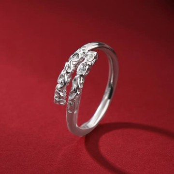 足銀S999金箍棒純銀戒指男女開口指環學生情侶對戒送女友生日禮物