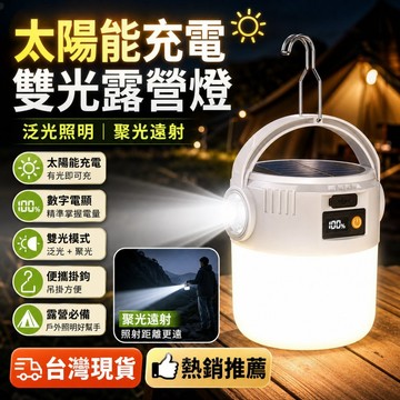 台灣現貨 太陽能充電雙光源露營燈 LED戶外照明燈 數字電顯便攜掛鉤 露營燈 應急燈 夜市燈 地攤燈 野營燈 帳篷燈