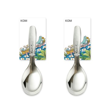 KOM 316不鏽鋼童書聯名兒童平底匙  Guji  Guji 銀色  13 x 4cm  2支