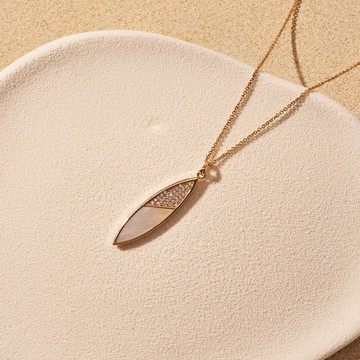 葉形滿鑽項鍊 (珍珠母貝)