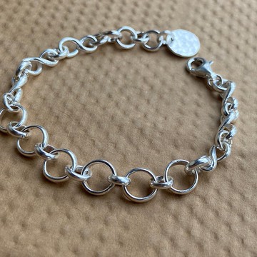 純銀 無限 圈圈 手鍊 可客製姓名 圓形 吊牌 S395