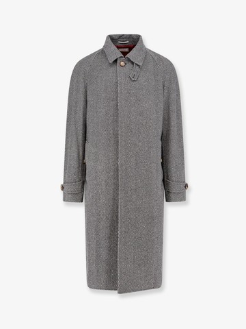 Wool coat with herringbone motif - BRUNELLO CUCINELLI - gender_Man