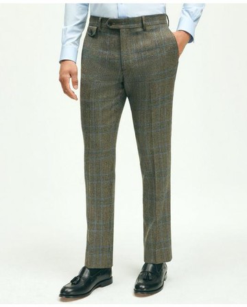 Brooks Brothers Men's Slim Fit Wool Twill Prince Of Wales Suit Pants | Blue/Brown | Size 36 30