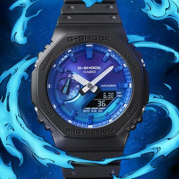 CASIO 卡西歐 G-SHOCK 熾熱火焰系列 八角雙顯手錶 GA-2100FL-1A