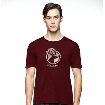 【WILDLAND荒野】男彈性LOGO印花圓領上衣夜空灰