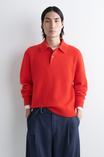 男裝 磨毛羊毛休閒Polo衫