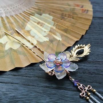 【墨徽閣】展翼小髮釵(藍色款)-八色