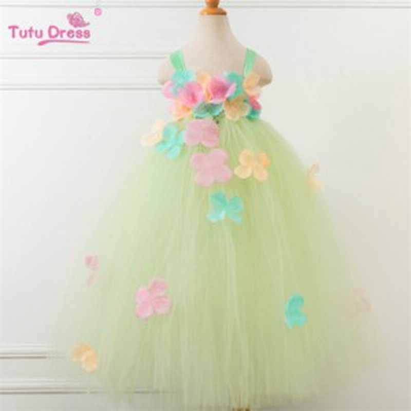 緑 お姫様チュールスカート お花付き子どもドレス ひな祭り 発表会 ワンピース 結婚式 お姫様 フォーマルドレス お宮参り Tutu送料無料 通販 Lineポイント最大1 0 Get Lineショッピング