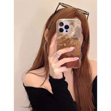 漸變咖啡適用蘋果16promax手機殼新款高級感15復古創意14簡約全包13暈染防摔iphone16pro小眾女保護17韓系ins