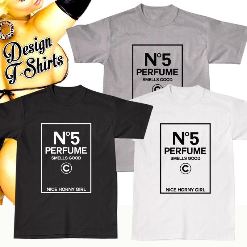 NO.5 PERFUME SMELLS GOOD LOGO T-シャツ Tシャツ パロディ HOLLYWOOD