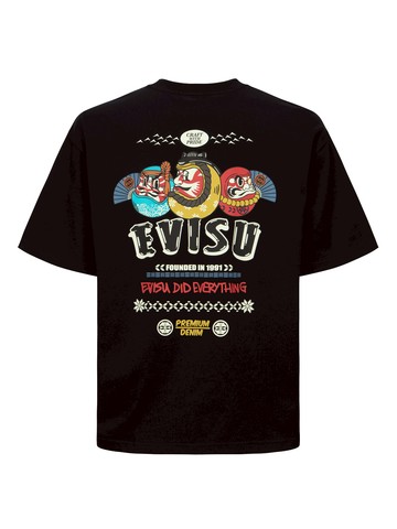 Kumadori Daruma with Slogan Print Loose Fit T-shirt