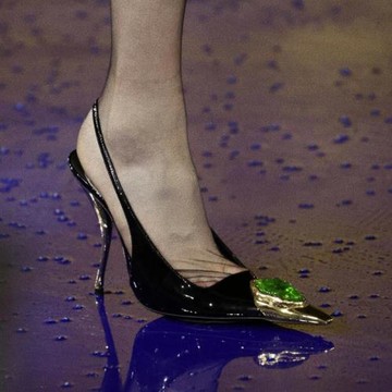 歐美走秀性感金屬寶石高跟鞋女2024新款秋冬法式淺口方頭細跟單鞋