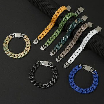 新型功能陶瓷古巴手鏈嘻哈風格時尚百搭手鏈潮酷彈簧扣純色古巴鏈