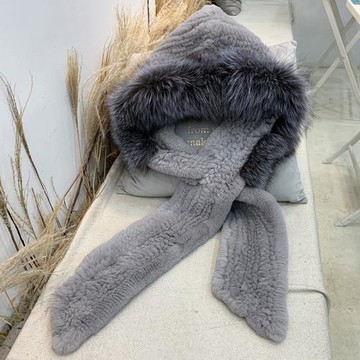皮草的秘密 新款冬季保暖皮草帽獺兔毛狐貍毛風雪帽圍巾帽子一體