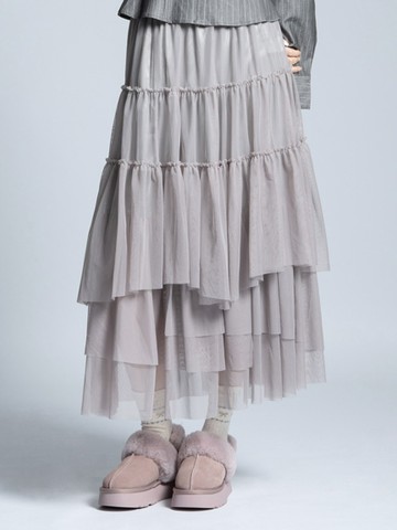 網紗不規則下擺蛋糕裙(0S000008900) - earth music&ecology