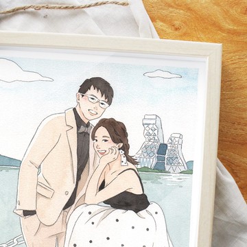 【 結婚禮物 】客製情侶插圖 | 七夕情人節 | 婚禮插畫小物