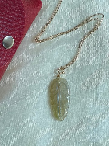 【平安好運鏈】冰黃葉子翡翠項鍊 II 緬甸玉無優化 天然原色無燒