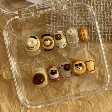 Yuki Nail立體手工穿戴甲短款蛋撻可愛穿戴甲立體穿戴甲新款可拆卸穿戴甲