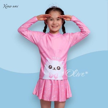 泳之美  女童兩件式長袖裙款泳裝 NO.678588