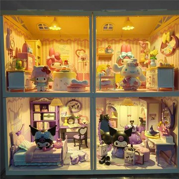 手工建筑模型小屋塑料拼裝玩具小屋房子超級世界大排檔火鍋店