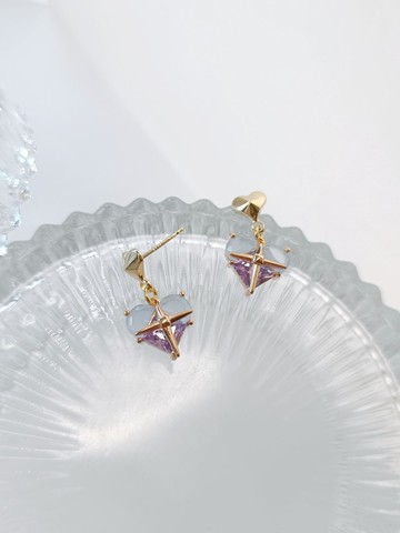 1KM心心念念•雙色鋯石愛心耳環-3色