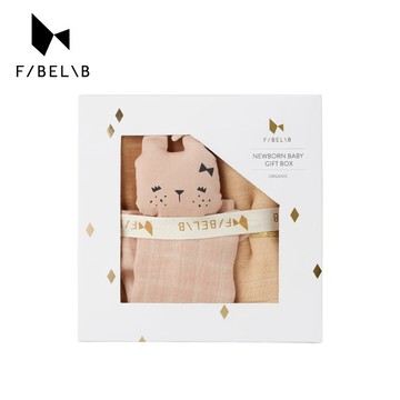 丹麥【Fabelab】有機棉紗布巾禮盒組-玫瑰粉兔