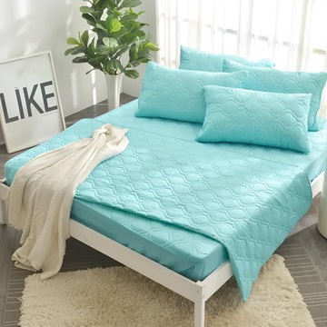 Pure One 日本防蹣抗菌 雙人床包式保潔墊  186 x 180cm  翡翠藍