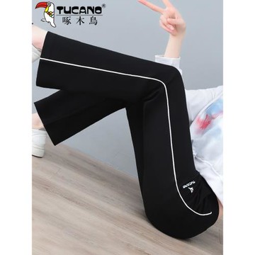 啄木鳥薄款闊腿褲女春秋2026新款媽媽褲子寬松垂感運動褲休閑女褲