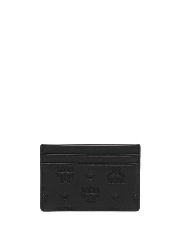 MCM - mini Aren monogram-embossed card holder - unisex - Leather - One Size - Black