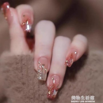 純手工定制小紅書同款爆閃璀璨星河金屬美甲成品穿戴甲貼片新娘【摩可美家】