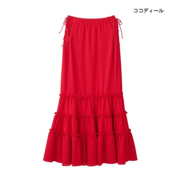 【ココディール】紅色絕美S曲線微透織紋側綁帶側綁帶魚尾裙 O5X27451