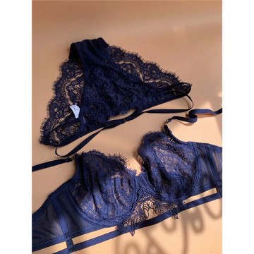 多色上托超薄文胸套裝大胸顯小性感透明蕾絲邊聚攏薄款內衣女夏季