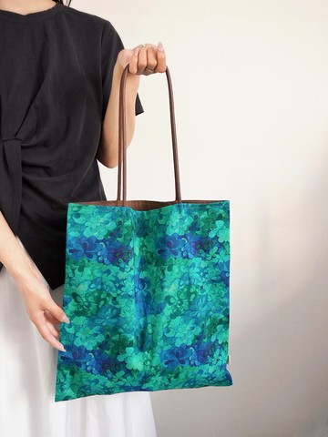 英國品牌Liberty布料翡翠灣藍綠色清涼感印花大容量隨身袋手提袋