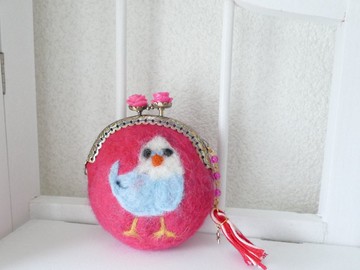 羊毛氈扣鸚鵡花扣紅色