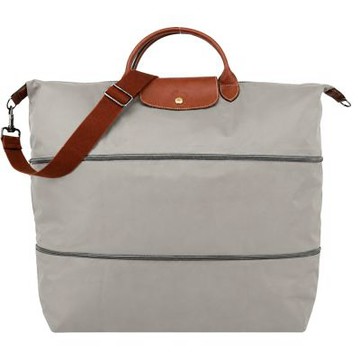 LONGCHAMP LE PLIAGE系列再生尼龍延展兩用旅行袋(小石子灰)