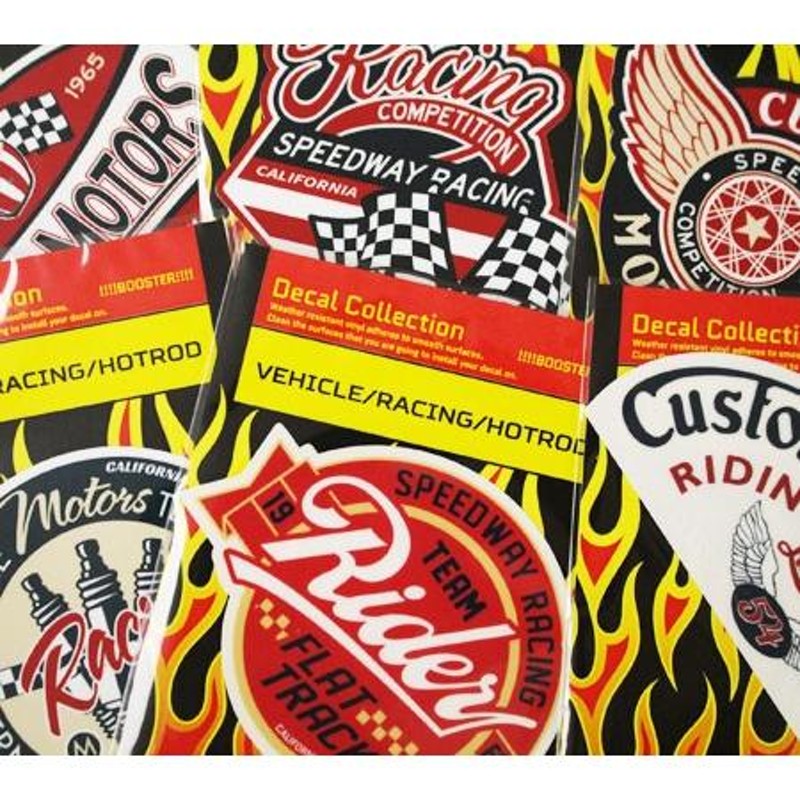 ステッカー アメリカン おしゃれ 車 バイク かっこいい ホットロッド レーシング レトロ CALIFORNIA RACING BADGES  CUSTOM SUPERBIKES | LINEショッピング