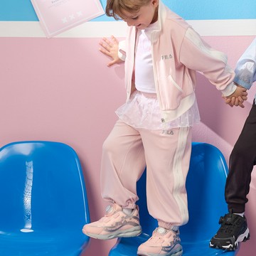 FILA KIDS 女童假兩件紗裙織帶長褲-粉色(幼兒) 5PNA-4007-PK