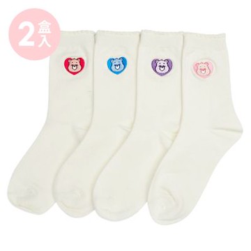 【Grace Gift】Care Bears-愛心刺繡木耳花邊中筒襪盲盒(兩入組)