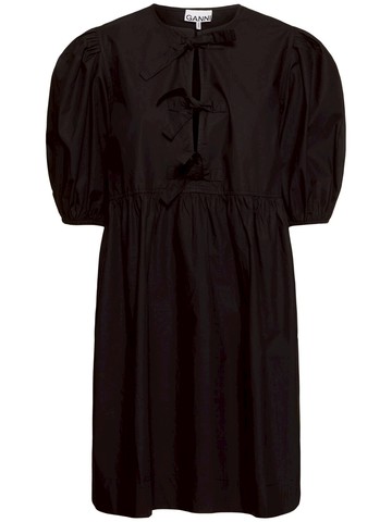 Tie String Cotton Poplin Mini Dress