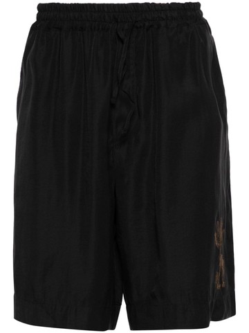 Emporio Armani - floral-embroidered bermuda shorts - men - Modal/Modal/Polyester/Polyester - 48 - Black