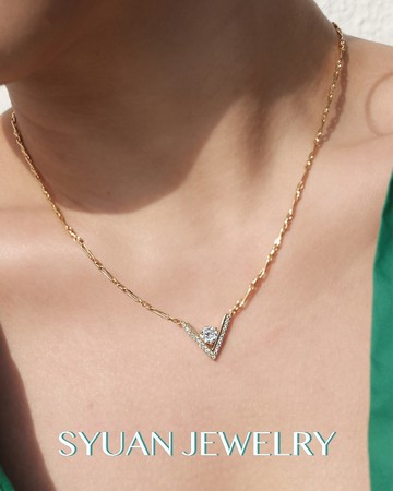 SYUAN JEWELRY | Soar 翱翔— 鍍18K手工鏈V字鋯石項鍊