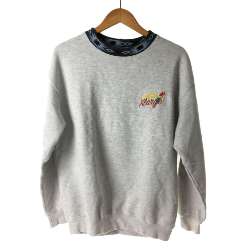 X-LARGE◇PARROT CREWNECK SWEAT/M/コットン/シルバー/無地